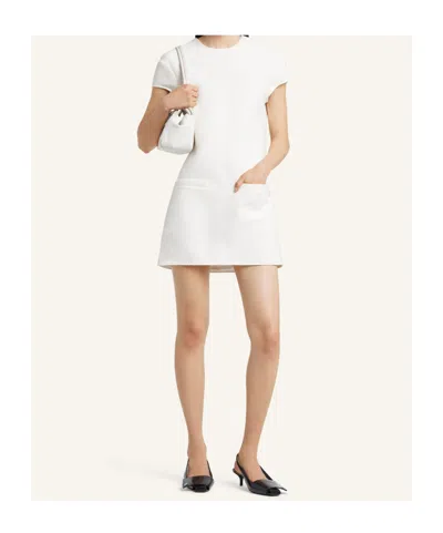 Courrèges Heritage Crepe Dress Crew Neck Pockets In White