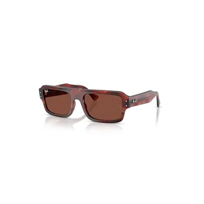 Ray Ban Flacko Rectangular Sunglasses In Brown