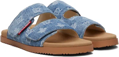 Dsquared2 Blue D2 Monogram Sandals In Blue