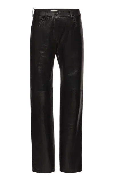 Magda Butrym Mid-rise Leather Straight-leg Pants In Black