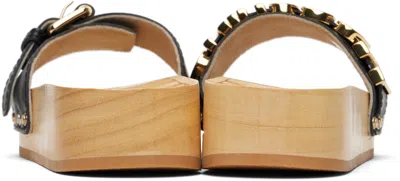 Moschino Platform Clog Sandals Open Toe Studs In Neutral