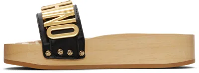 Moschino Platform Clog Sandals Open Toe Studs In Neutral