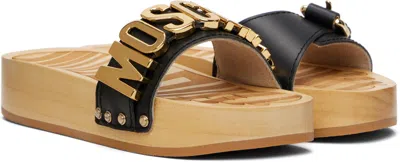 Moschino Platform Clog Sandals Open Toe Studs In Neutral