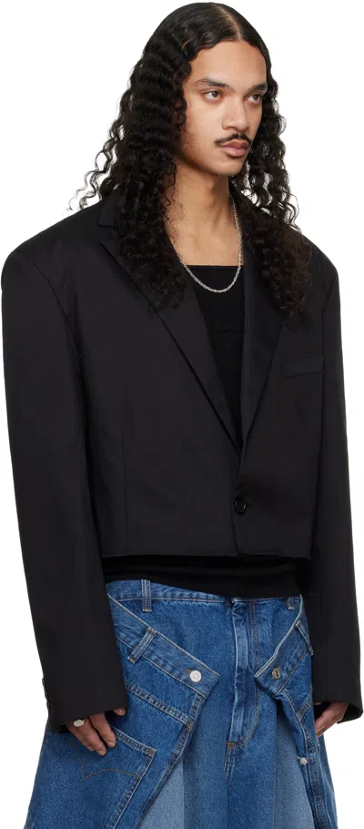 Lu'u Dan Black Slashed Blazer In Black