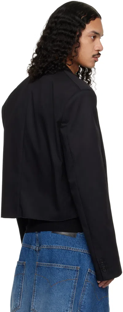 Lu'u Dan Black Slashed Blazer In Black