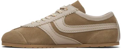 Dries Van Noten Women Beige Low-top Sneakers With Two-tone Lace-up In Suede Woman In White