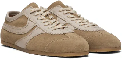 Dries Van Noten Women Beige Low-top Sneakers With Two-tone Lace-up In Suede Woman In White