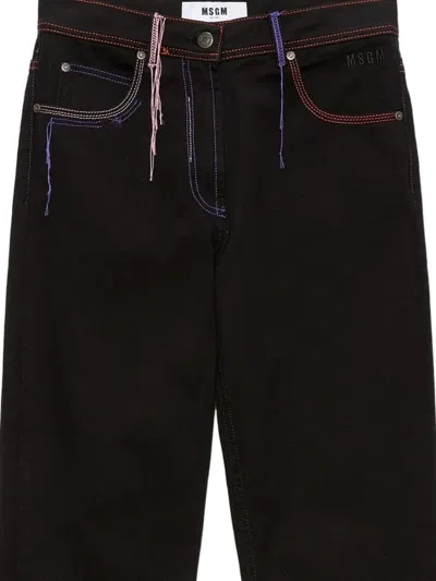 Msgm Contrast-stitch Trousers In Black