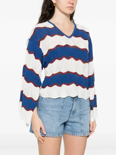 La Doublej Pullover Mit V-ausschnitt In White