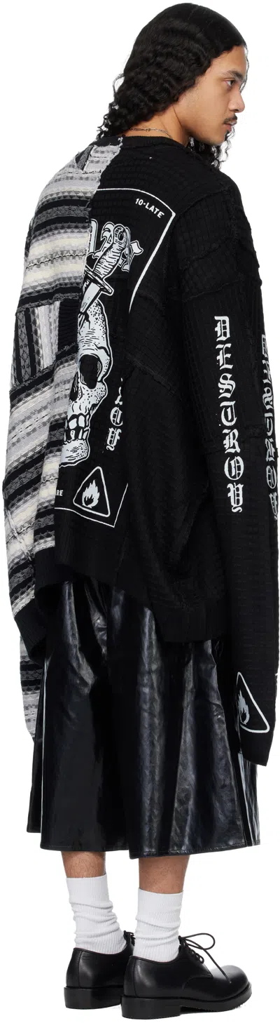 Lu'u Dan Patchwork Knit Sweater In Black