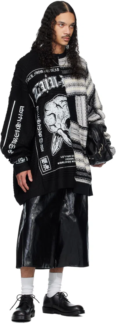 Lu'u Dan Patchwork Knit Sweater In Black