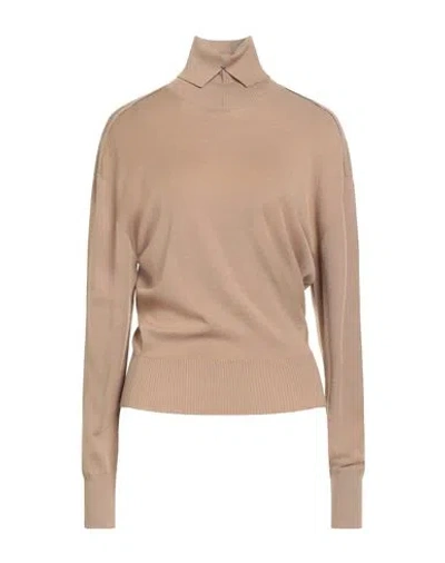 Burberry High Neck Wool Sweater With Equestrian Knight Motif In Brown