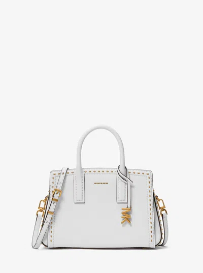 Michael Kors Laila Small Studded Leather Satchel In White