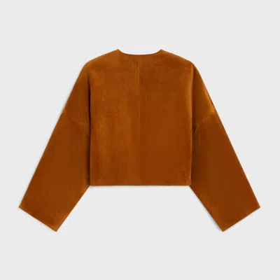 Celine Cardigan Jacket In Suede In Brown