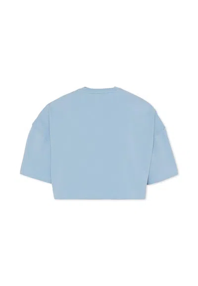 Chloé Kids Logo Cropped Cotton Jersey T-shirt In Blue