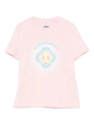 Casablanca Women Airbrush Smiley Fitted Short-sleeve T-shirt In Pink