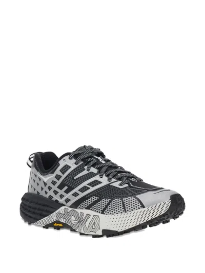 Hoka U Speedgoat 2ts Black Low Top Sneakers With Printed Laces And Logo Lettering On The Side In Tech Fab