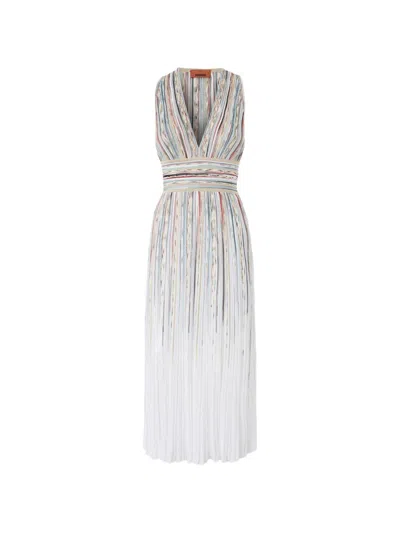Missoni Striped Knit Midi Dress Empire Waist In Multi