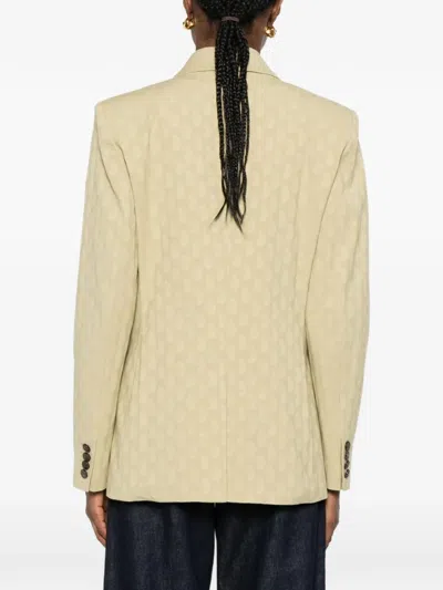 Etro Fitted Double-breasted Jacket With Paisley Pattern In Yellow