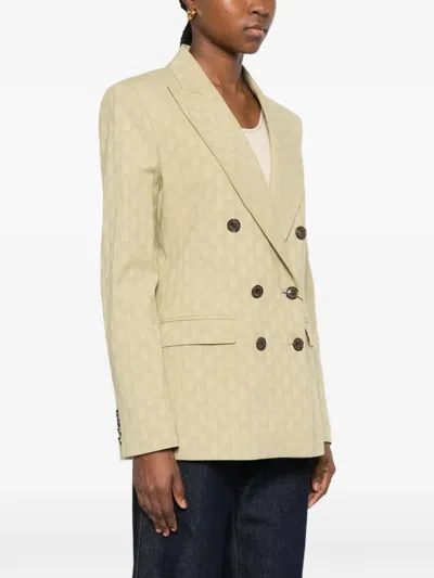 Etro Fitted Double-breasted Jacket With Paisley Pattern In Yellow