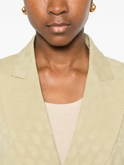 Etro Fitted Double-breasted Jacket With Paisley Pattern In Yellow