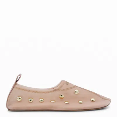 Chloé Rita Blushy Beige Ballet Flats In Transparent Mesh Women In Neutral