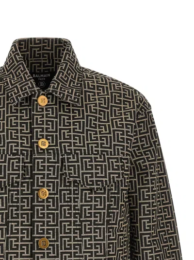 Balmain Jacquard Monogram Jacket Puffer Jackets Black In Multi