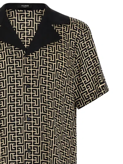 Balmain Short Sleeves Shirt Geometric Pattern Collar In Black