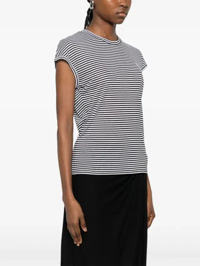 Tom Ford Blackwhite Striped T-shirt In Black
