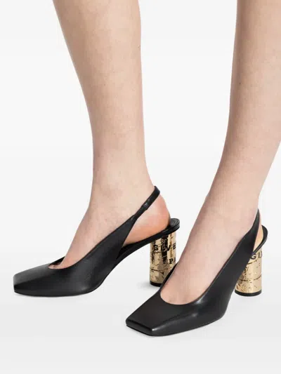 Givenchy Slingback Sandals Open Back Square Toe Heel In Black