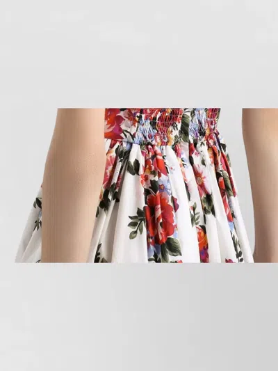 Dolce & Gabbana Cotton Dress With A Bouquet Of Flowers Print Dresses White In Multi