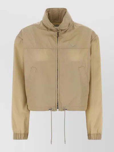 Prada Beige Recycled Polyamide Shell Jacket In Brown