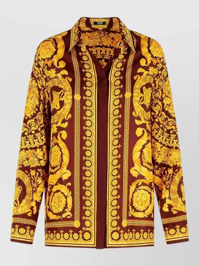 Versace Women Gold Barocco Shirt, S Luxury Shirts For Women Darveys In Multi