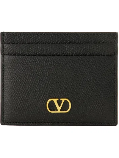 Valentino Garavani Vlogo Signature Grainy Calfskin Card Holder Woman Black Uni In Black