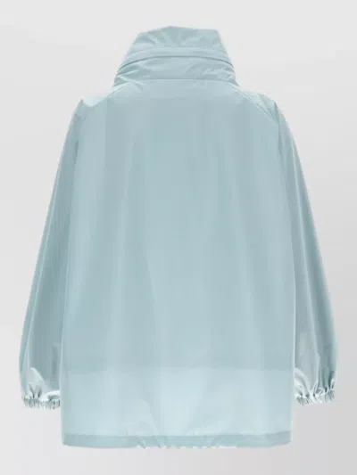 Moorer Blue Solid Mock Collar Jacket In Green