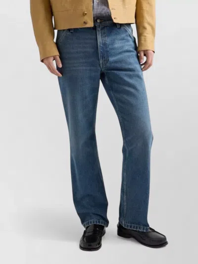 Prada Washed Denim Jeans With Regular Waist And Tight Fit In Blue