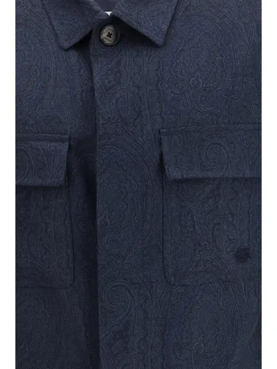 Etro Paisley-pattern Overshirt In Blue