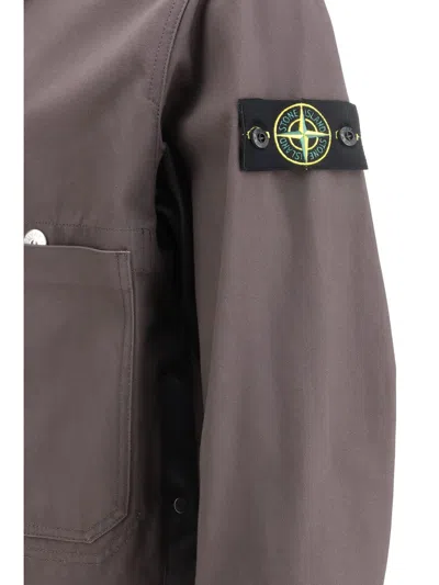 Stone Island Buttoned Patch Jacket In Gray