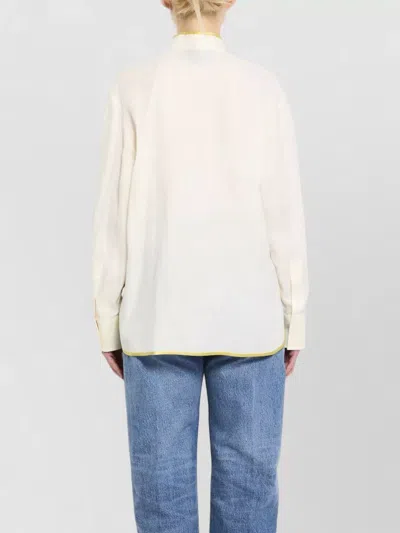 Valentino Garavani Floral Embroidery Shirt Shirt And Blouse Beige In Brown