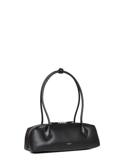 Alaïa Alaia Women Charcoal Suede Medium Le Teckel Shoulder Bag In Black