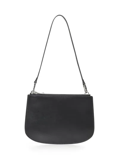 Diesel Twin-double-pouch Embossed-leather Shoulder Bag In Black