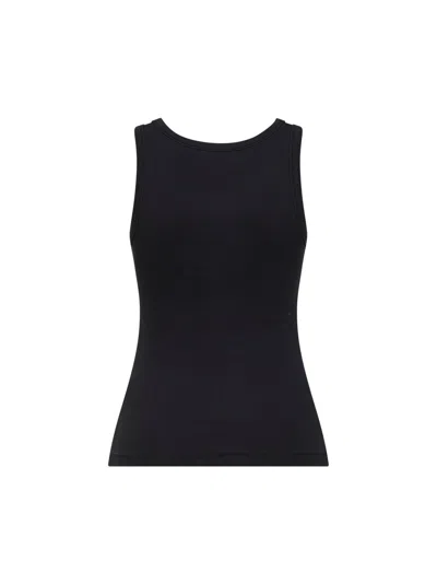 Diesel Black Tank Top With Logo On The Front And Ribbed Design In Cotton Woman In Blue
