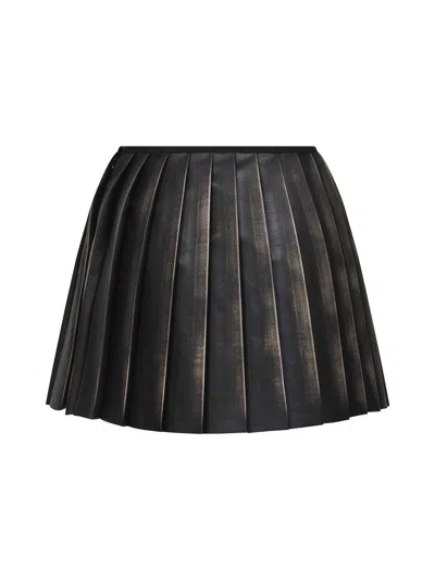 Diesel Short Pleated Skirt With Distressed Effect In Animal Print