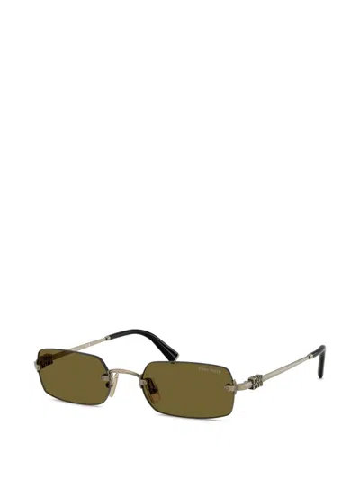 Miu Miu Rectangle-frame Sunglasses In Brown