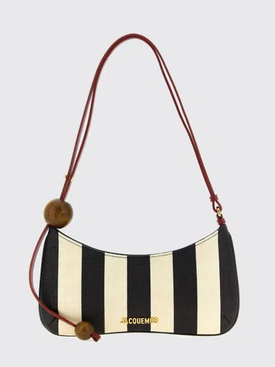 Jacquemus Le Bisou Perle Stripe Woven Raffia Shoulder Bag In Multi