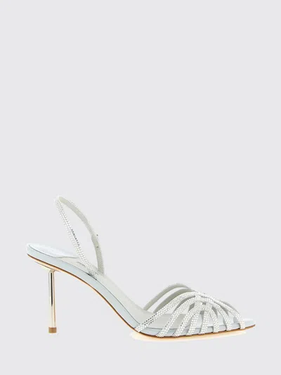 Le Silla Grey Leather Heels In Gray