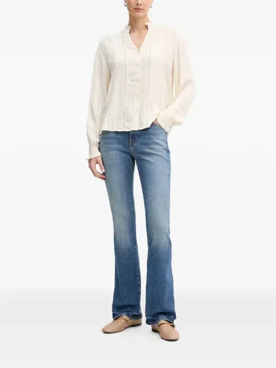 Hoss Intropia Ruffled Button Blouse In Neutral