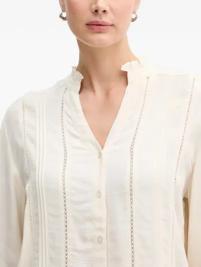 Hoss Intropia Ruffled Button Blouse In Neutral