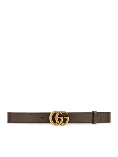 Gucci Women Reversible Gg Marmont Belt In Brown