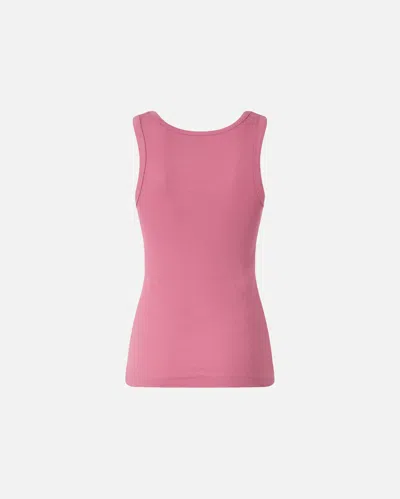 Pinko Ribbed Tank Top With Love Birds Logo In Pink